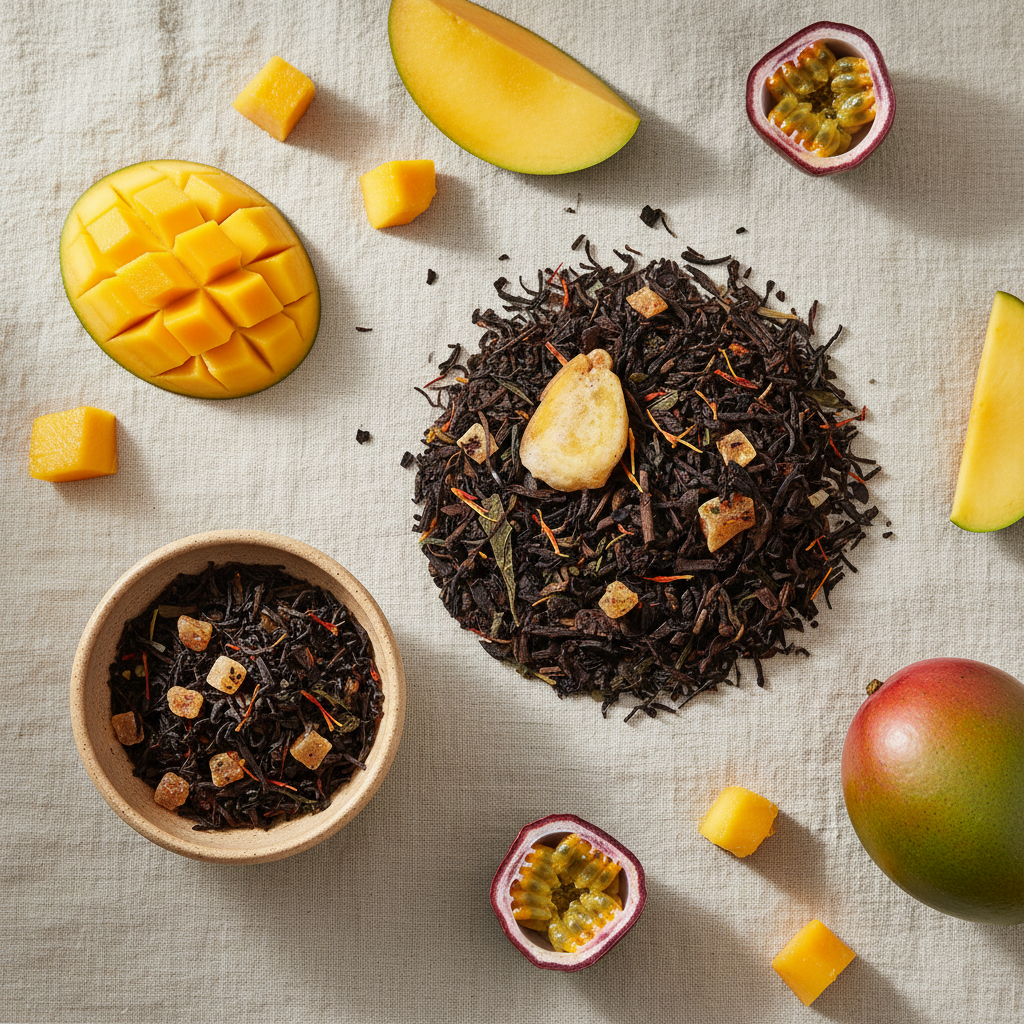 Ambiance thé Pu Erh fruits exotiques - Jungle d'Opulence Thélindra